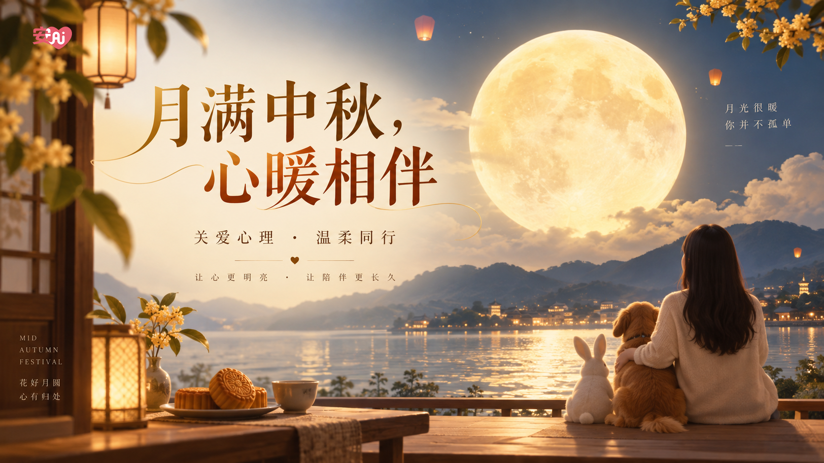 月满中秋，心暖相伴，安心Ai祝你所念皆团圆